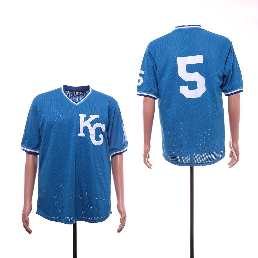 Royals 5 George Brett Light Blue Mesh BP Jersey,We sell and wholesale Royals 5 George Brett Light Blue Mesh BP Jersey on line form chian!